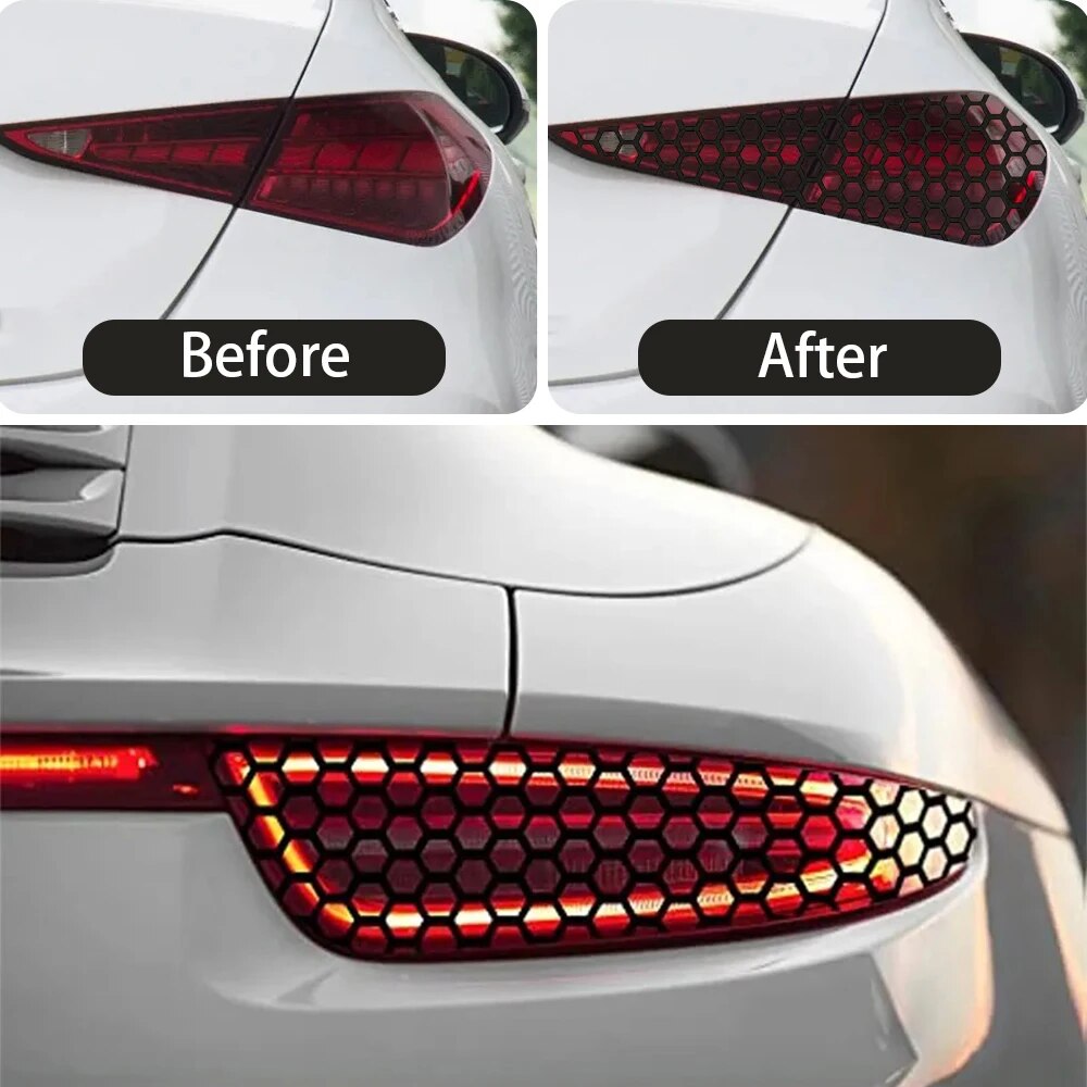 Pegatinas de lámpara de luz trasera de coche, 48cm x 30cm, pegatinas de panal para coche, luces traseras universales con estilo, película protectora, accesorios para coche