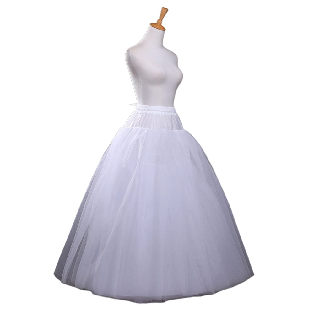 여성용 플러스 사이즈 페티코트 바닥 길이 Crinoline Hoopless Long Petticoat Undershirt 웨딩 드레스 볼 용 푹신한 스커트