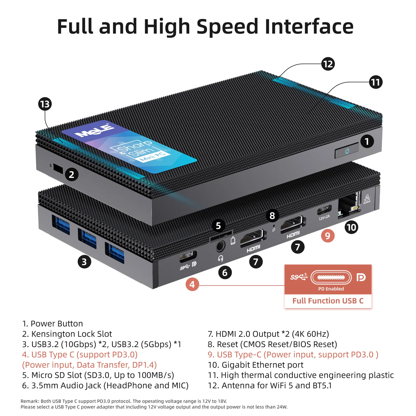 Bezwentylatorowy minikomputer MeLE Quieter3C, Celeron N5105, 8 GB, 128 GB, w pełni funkcjonalny USB-C, WiFi 5, cienki komputer stacjonarny do zastosowań przemysłowych, domowych i biurowych
