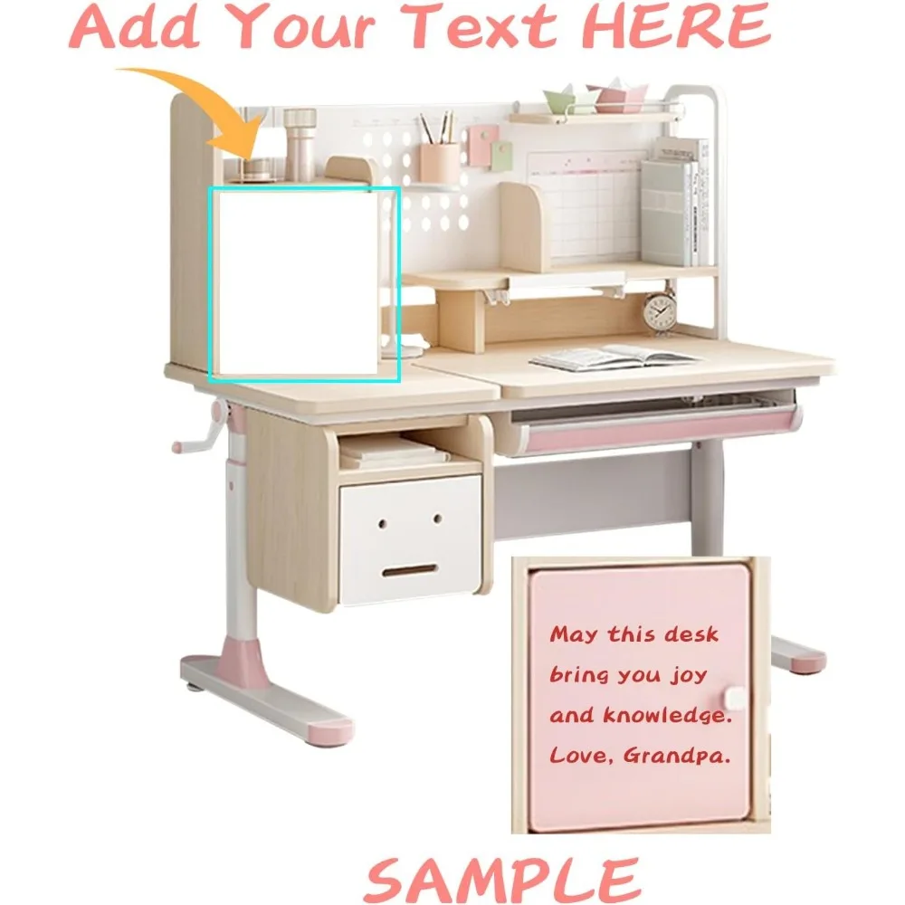 Wooden adjustable height children's table, ergonomic, tilted tabletop, learning and reading children's table