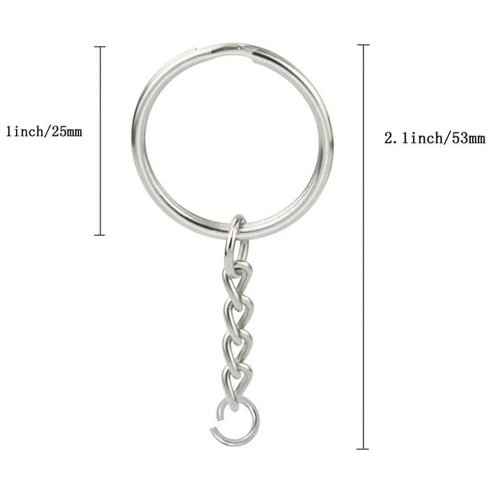 30PCS 분할 키 링 체인 1 인치 및 점프 링 오픈 점프 링 및 커넥터와 실버 컬러 금속 부품 DIY 쥬얼리