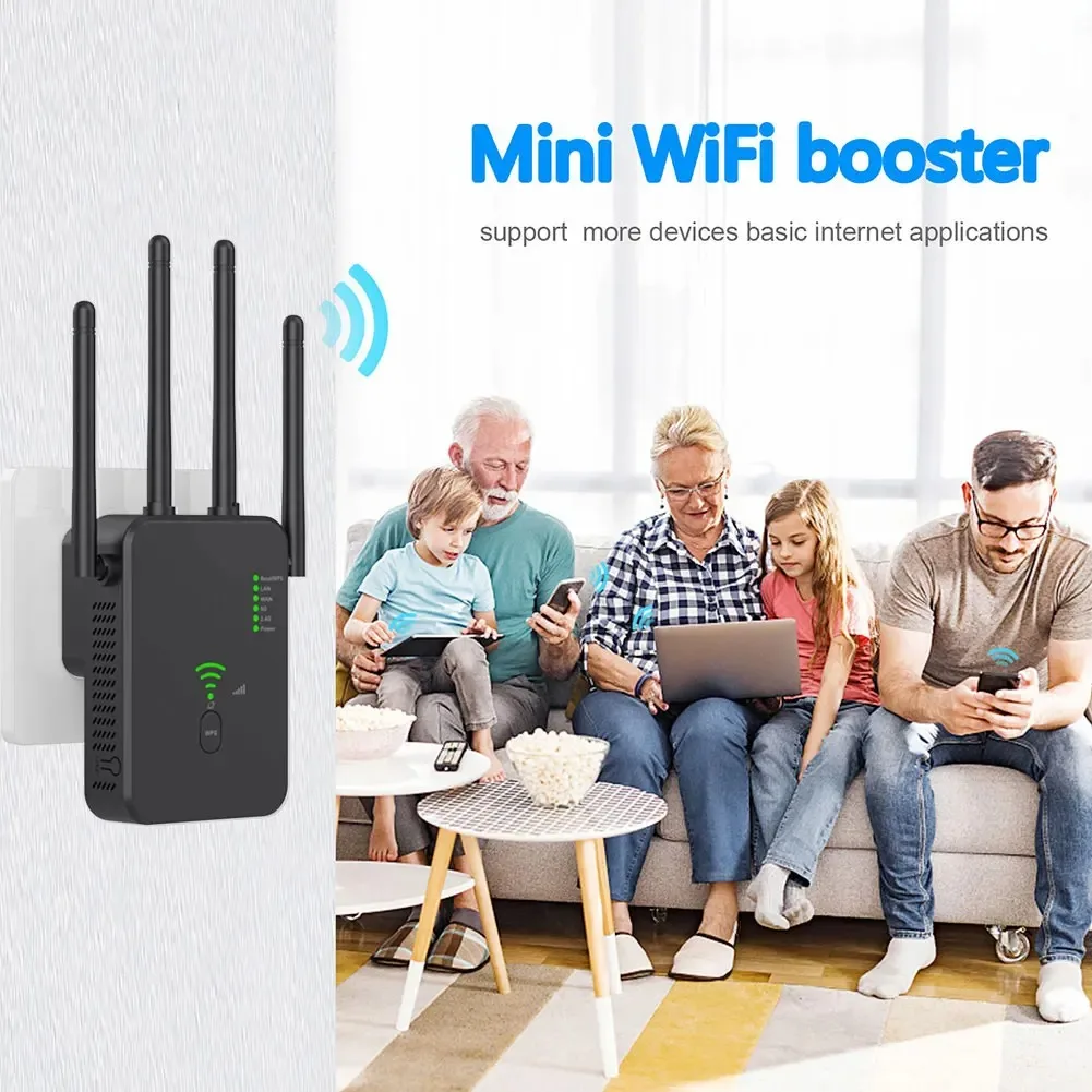 Repetidor WiFi inalámbrico de 1200Mbps extensor de rango WIFI amplificador de señal WiFi 5G 2,4G amplificador de red de doble banda enrutador WiFi