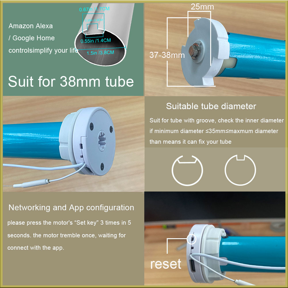 LifeLibero Tuya Zigbee Battery Window Blinds Smart Curtains Motor Roller Blind Automatic Wire Free Tubular Blind For37 38mm Tube