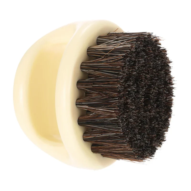 Pro ช่างทําผมแปรงฝุ่น Anti Static Boar Bristle แหวนหวีเครา Salon ผมกวาดแปรงโกนหนวดใบหน้าผู้ชายหนวดแปรง