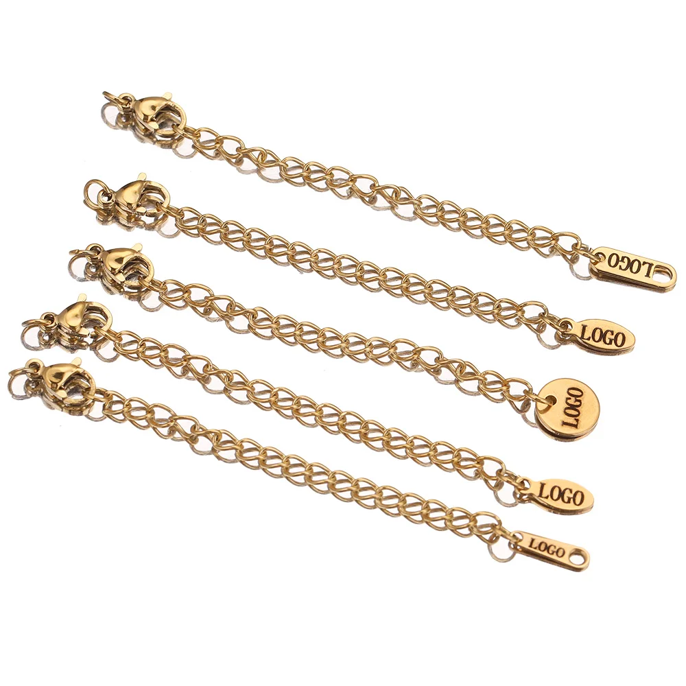 50 個カスタマイズされたカスタムレーザー彫刻名ロゴステンレス鋼パーソナライズされたネックレス拡張チェーンテールタグジュエリー卸売