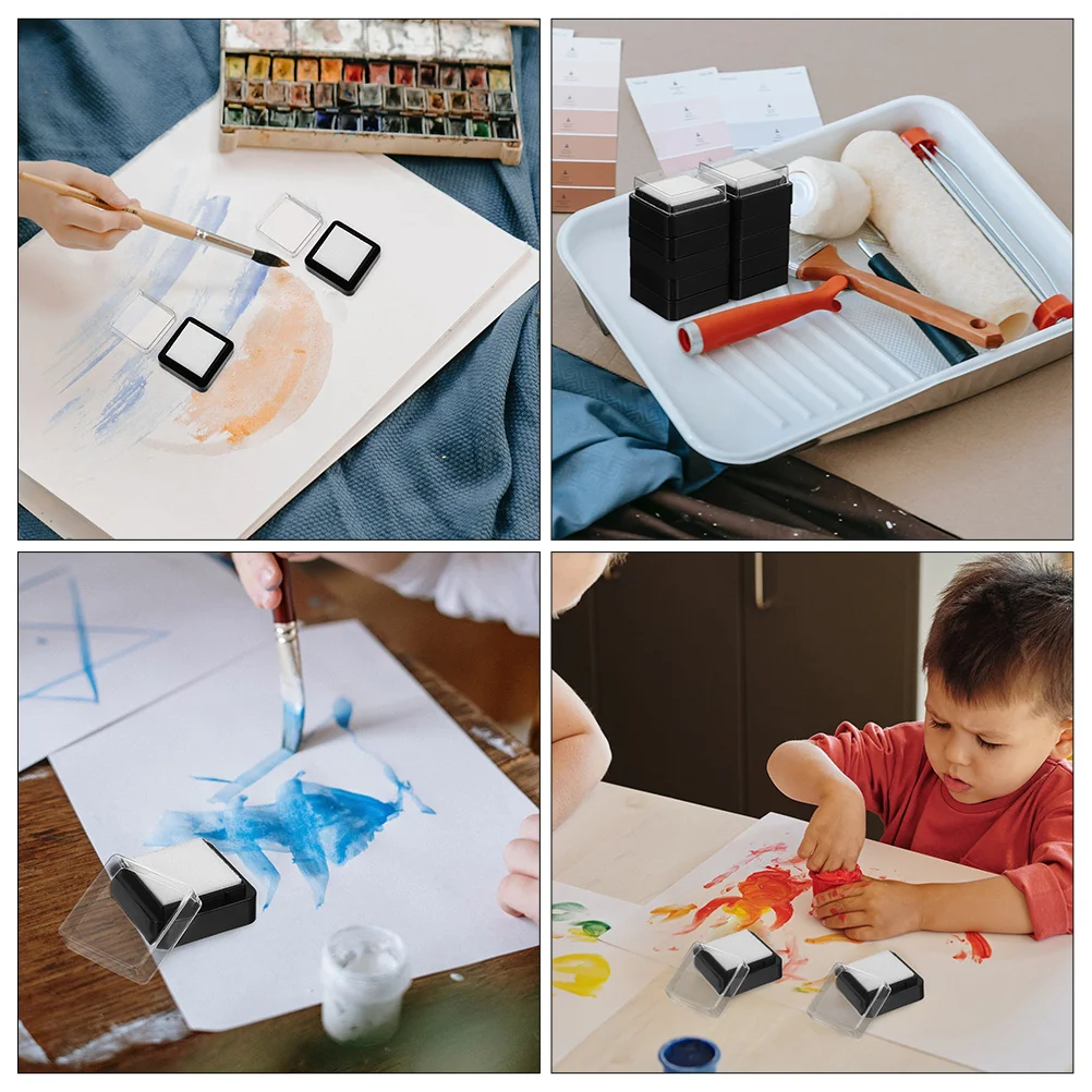 DIYスタンプクラフト用ブランクインクパッド、サムプリントスポンジパッド、オフィス切手、15個