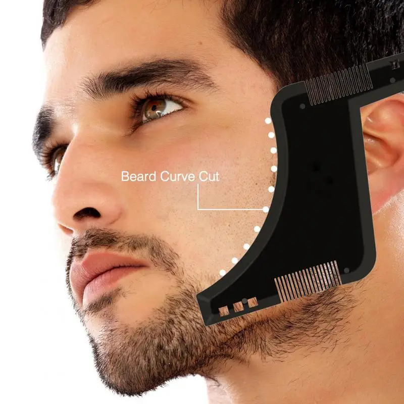 Modello per lo styling della barba da uomo Stencil Pettine per barba Strumento per modellare la barba da uomo Modellazione Righello Modellatura Styling Taglio Baffi Barbiere