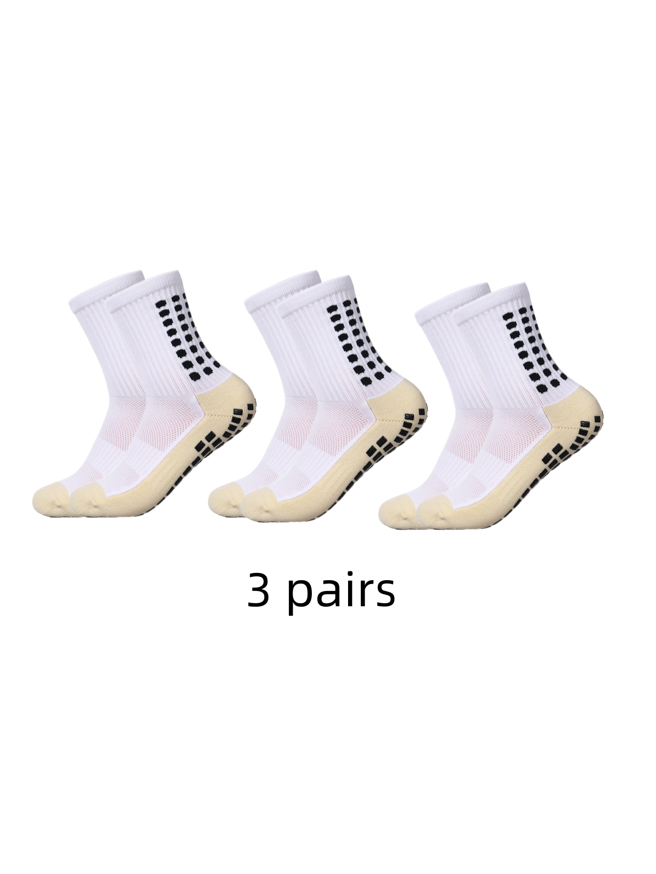 3 pairs of mid length children's sports football socks with anti slip socks to absorb sweat 33-38