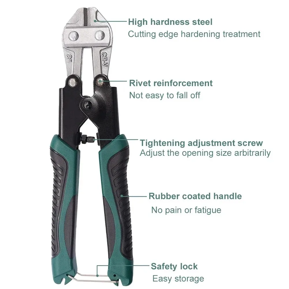8" Mini Bolt Cutter Multitool Steel Wire Cutter Bolt Cutter Wire Rope Clamp Plier Labor-saving Multi-functional Cutting Scissors