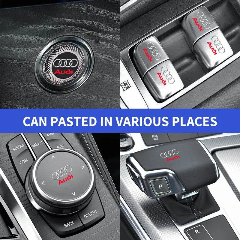 Pegatina Interior de coche, calcomanías de control Central, insignia emblema para Audi sline A4 B7 B8 B9 A3 8P 8V 8L A5 A6 C6 C5 C7 4F A1 A7 A8 Q2 Q3