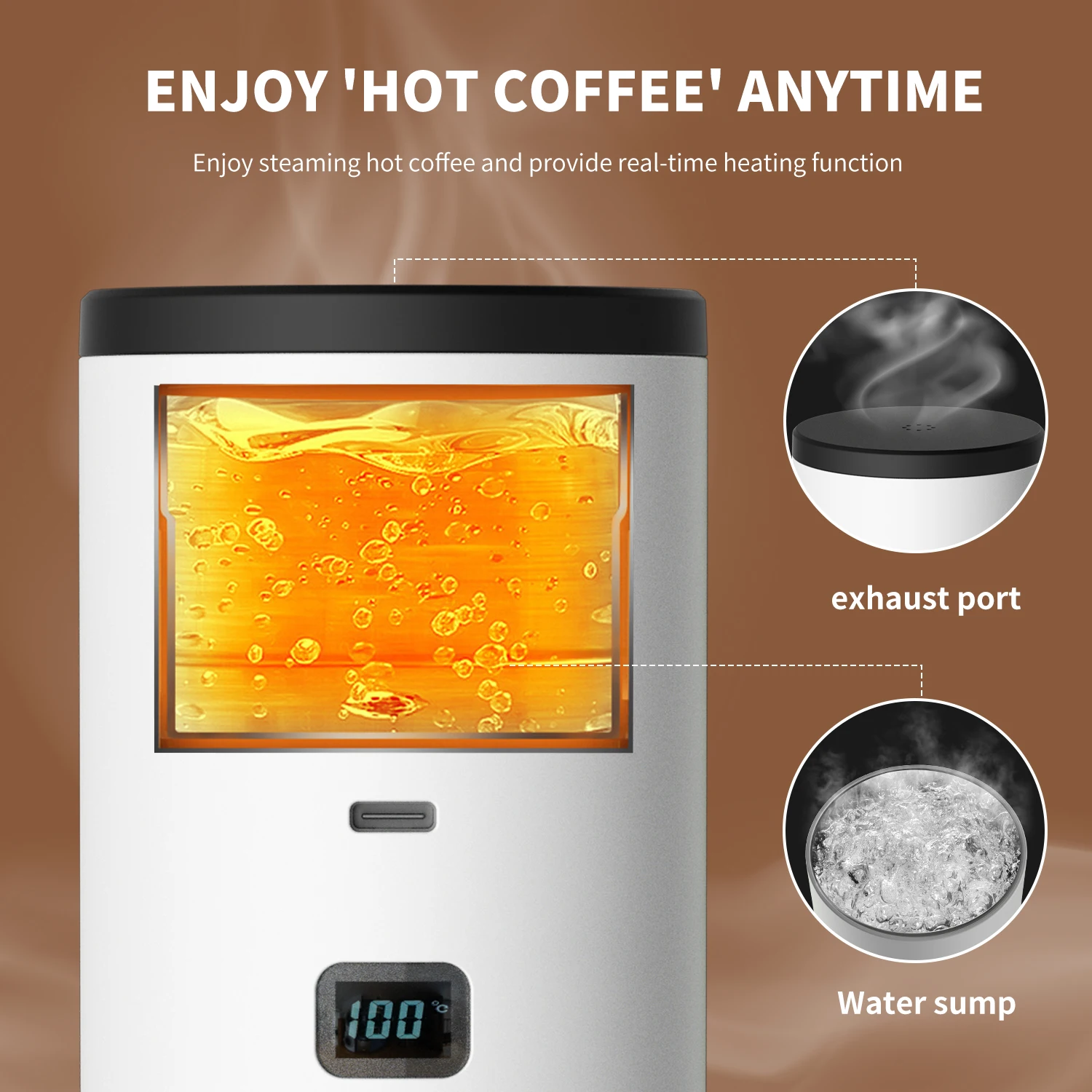 เครื่องชงกาแฟแบบพกพาไร้สาย 15 บาร์ มัลติฟังก์ชั่น 3 in 1 อัตโนมัติเต็มรูปแบบ พร้อมระบบป้องกันน้ำล้น ใช้กับแคปซูล