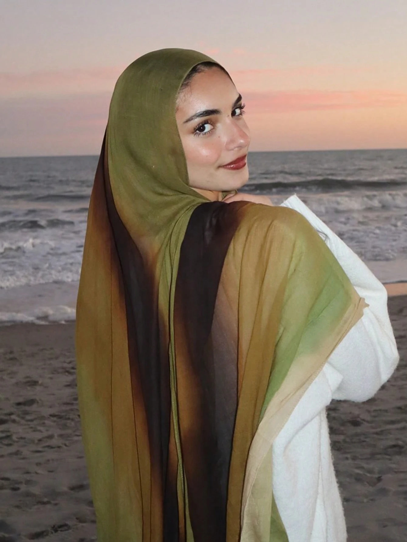 Nowa damska chusta hidżab akwarelowa bandana opaska na głowę vintage luksusowa plażowa 180cm długa chusteczka bohema muzułmańskie akcesoria 2025