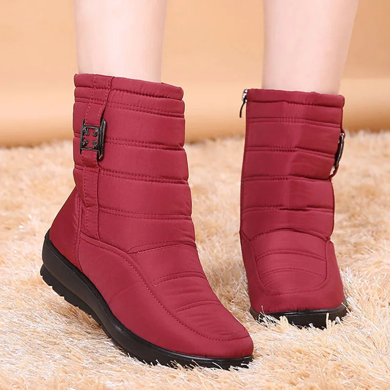 Botas de nieve impermeables para Mujer, zapatos con plataforma y cuña, cómodas y cálidas, de felpa gruesa, para invierno