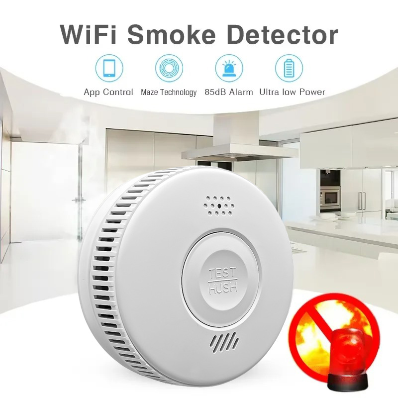 Tuya Zigbee Smoke Sensor Fire Alarm Detector Home Kitchen Security Alarm Smoke Sensor Firefighters Smartlife APP Control