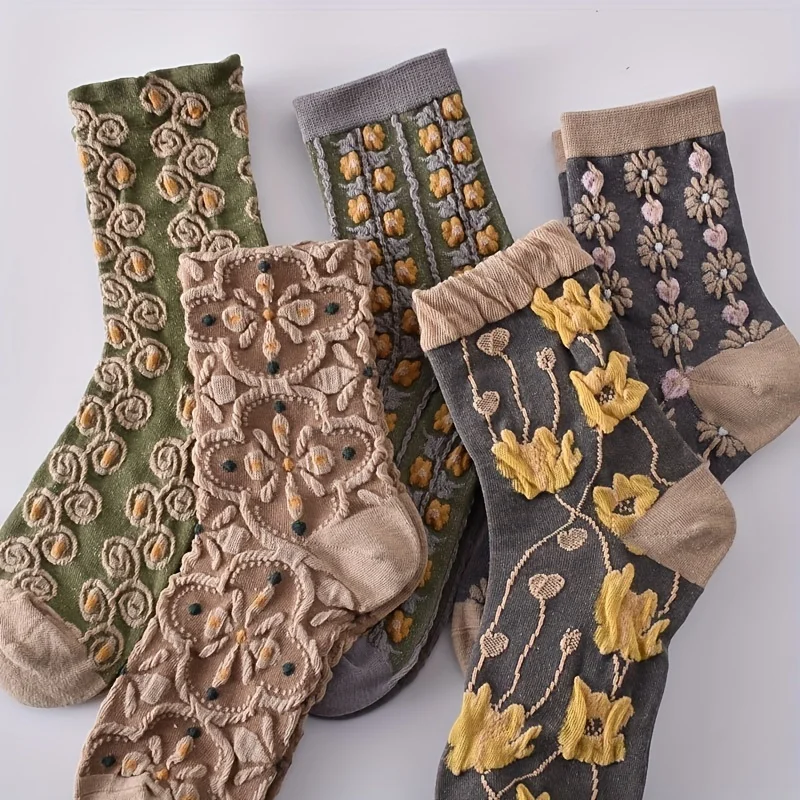 5 paia di calzini con texture floreale 3D, calzini all-match stile corte retrò, calze e calzetteria da donna 45,625 Recensioni 4.7 Tutte le recensioni