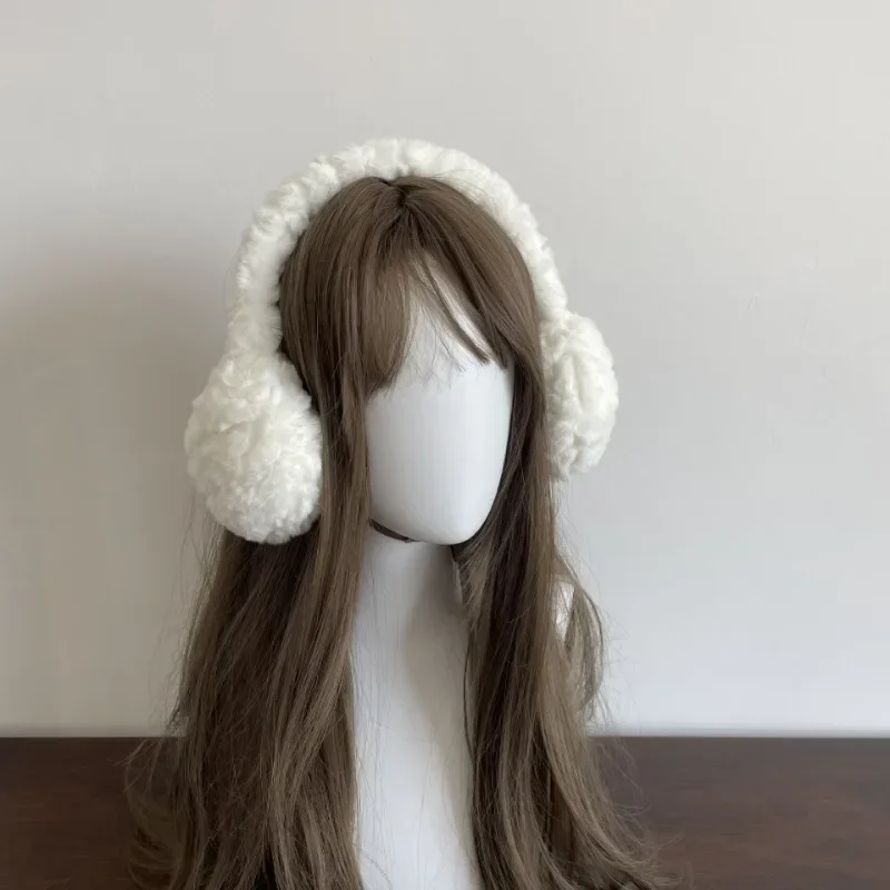 흰색 일본 봉제 귀마개 모자, JK 겨울 따뜻한 패딩 귀걸이, 귀마개, 콜드 보호 이어 커버, 사이클링 액세서리