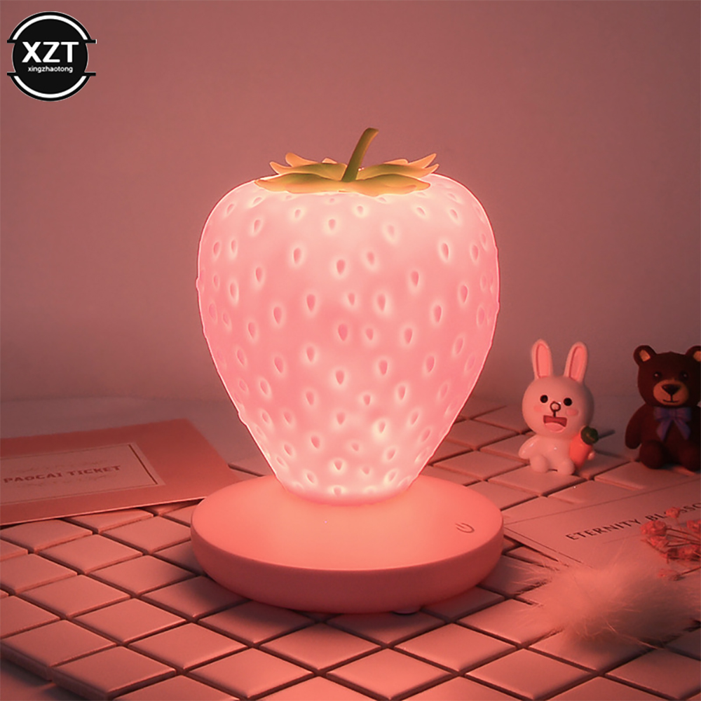 Led Energy-saving Lamp Children with Sleeping Night Light Fun USB Charging Strawberry Shape Lamp Touch Switch Bedroom Decoration