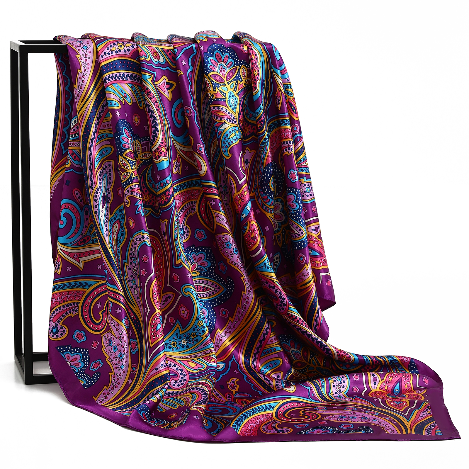 新しい 90*90 センチメートルレトロブランド女性シルクスカーフバンダナファッションボヘミアンパターン正方形ヒジャーブ女性ラップヘッドバンドスカーフマフラー