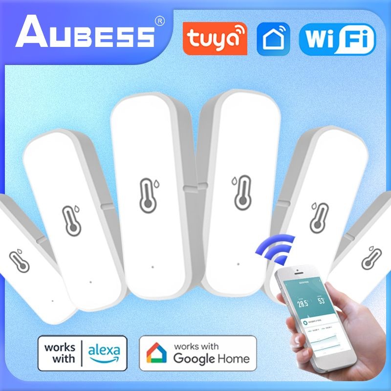 AUBESS Wifi Tuya Sensor inteligente de temperatura y humedad funciona con Alexa y Google Home 2023 regalo de Año Nuevo decoración navideña 2023