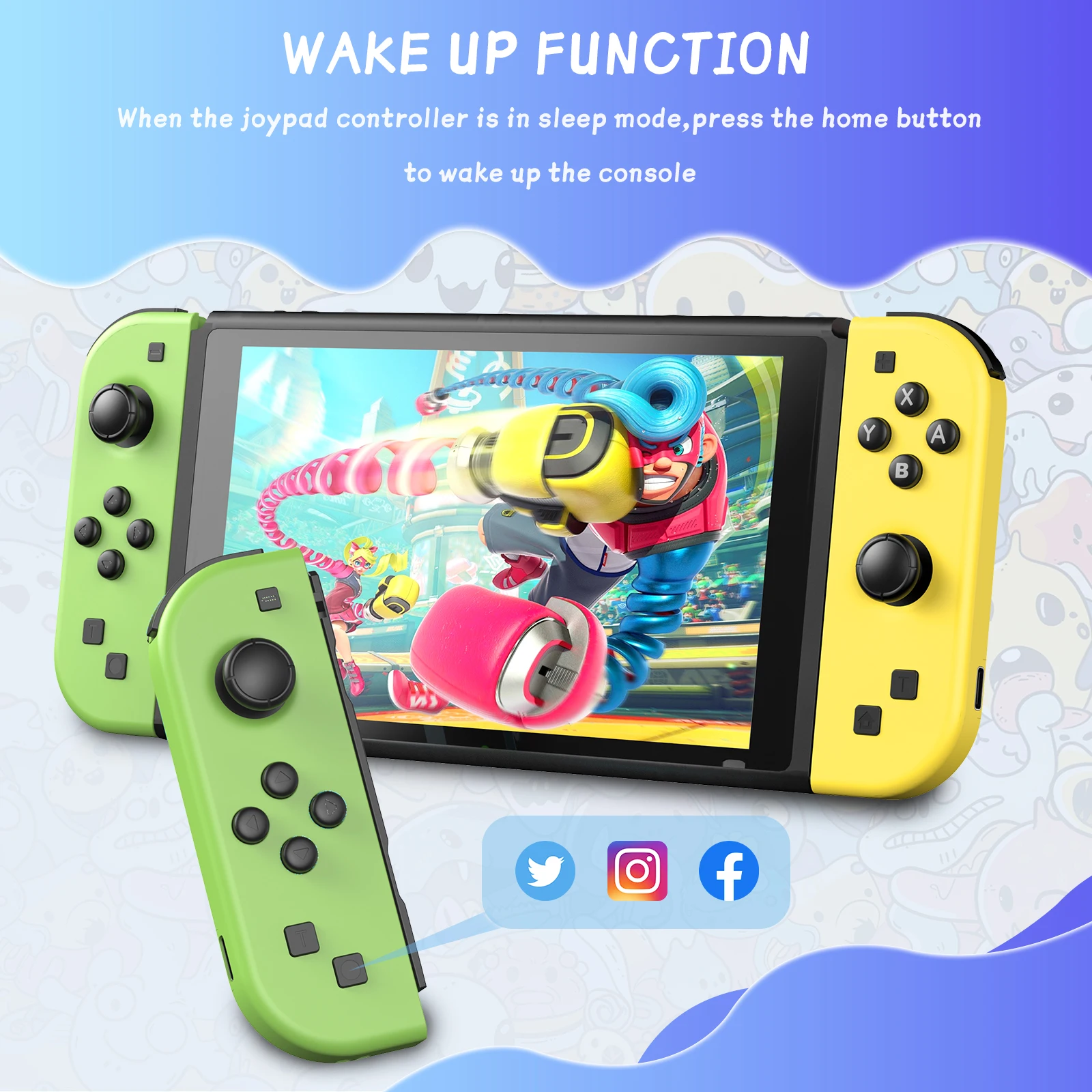 For Nintendo Switch/iOS/Android/PC Wireless Controller, Turbo Vibration Wake-up Handle For Fitness-ring BT Video Game Control