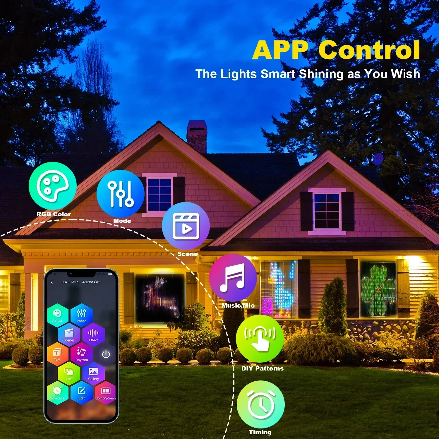 400 LEDs Smart Vorhang Lichter Bluetooth App LED String RGB Lichterkette DIY Musik Ändern Display für Fenster Schlafzimmer Dekoration