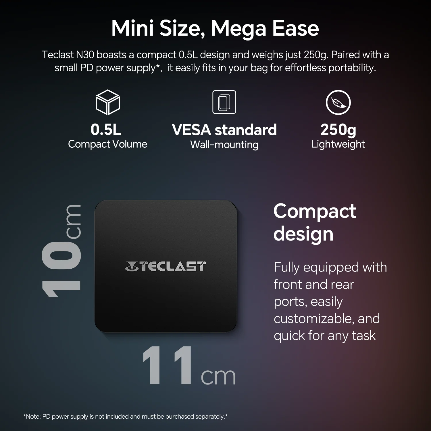 Teclast N30 Mini-PC Windows 11 Pro Intel N150 16 GB RAM 512 GB SSD USB3.2x3 unterstützt 4K Displayx3 HDMIx2 Typ-C Desktop-Computer