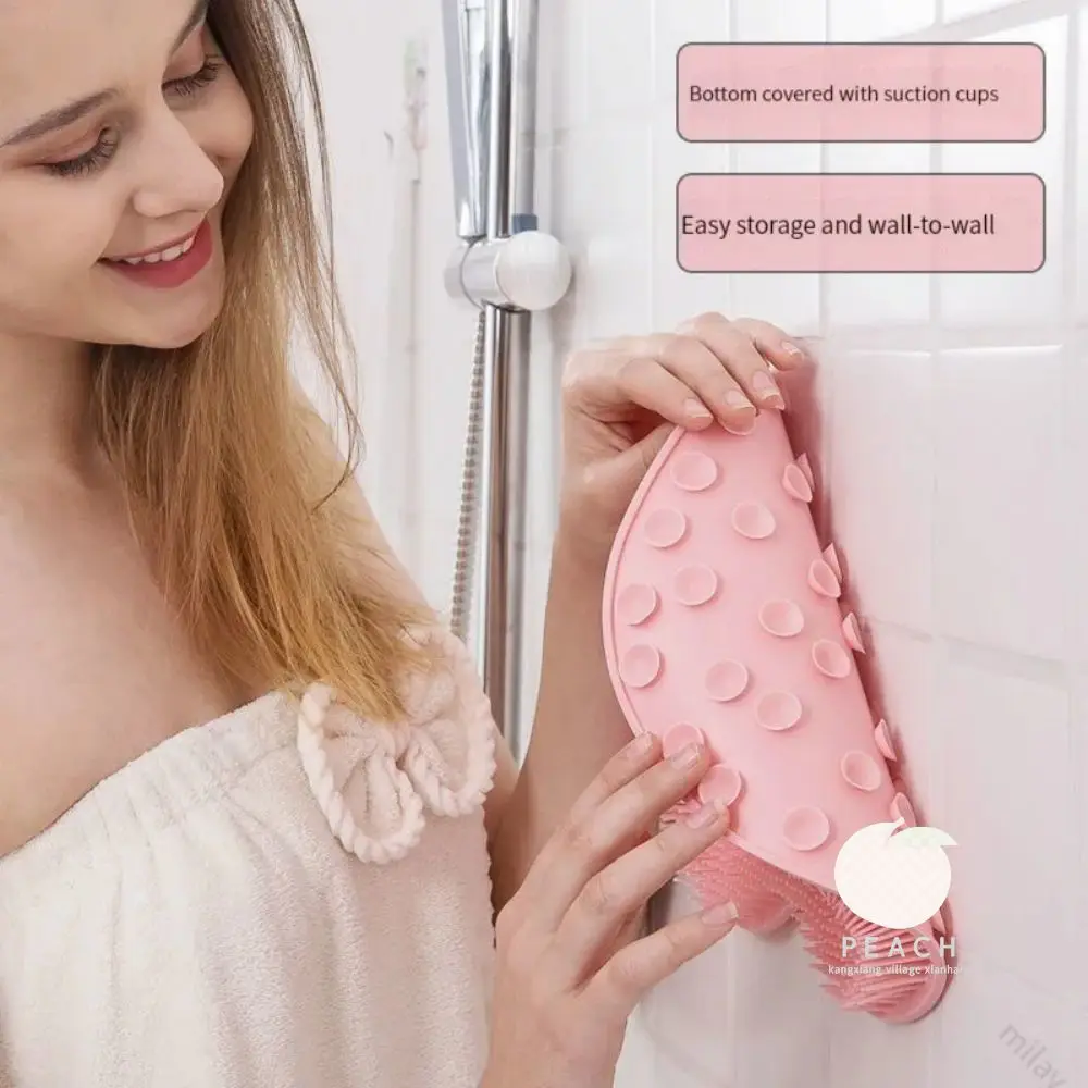 "Esfoliante Doccia Massaggio Raschietto Bagno Tappetino da bagno antiscivolo Spazzola per massaggio alla schiena Lavaggio dei piedi in silicone Pulizia del corpo Strumento da bagno