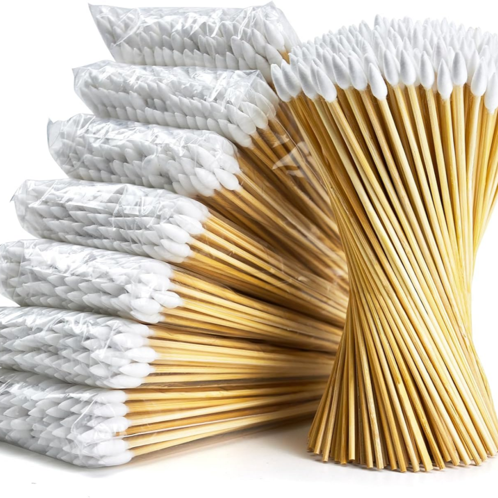 100/300 PCS 6 Polegada Dicas de Precisão Cotonetes - Bastão de Madeira Longo Cotonetes Pontos Cotonetes de Algodão Com Estojo - Algodão