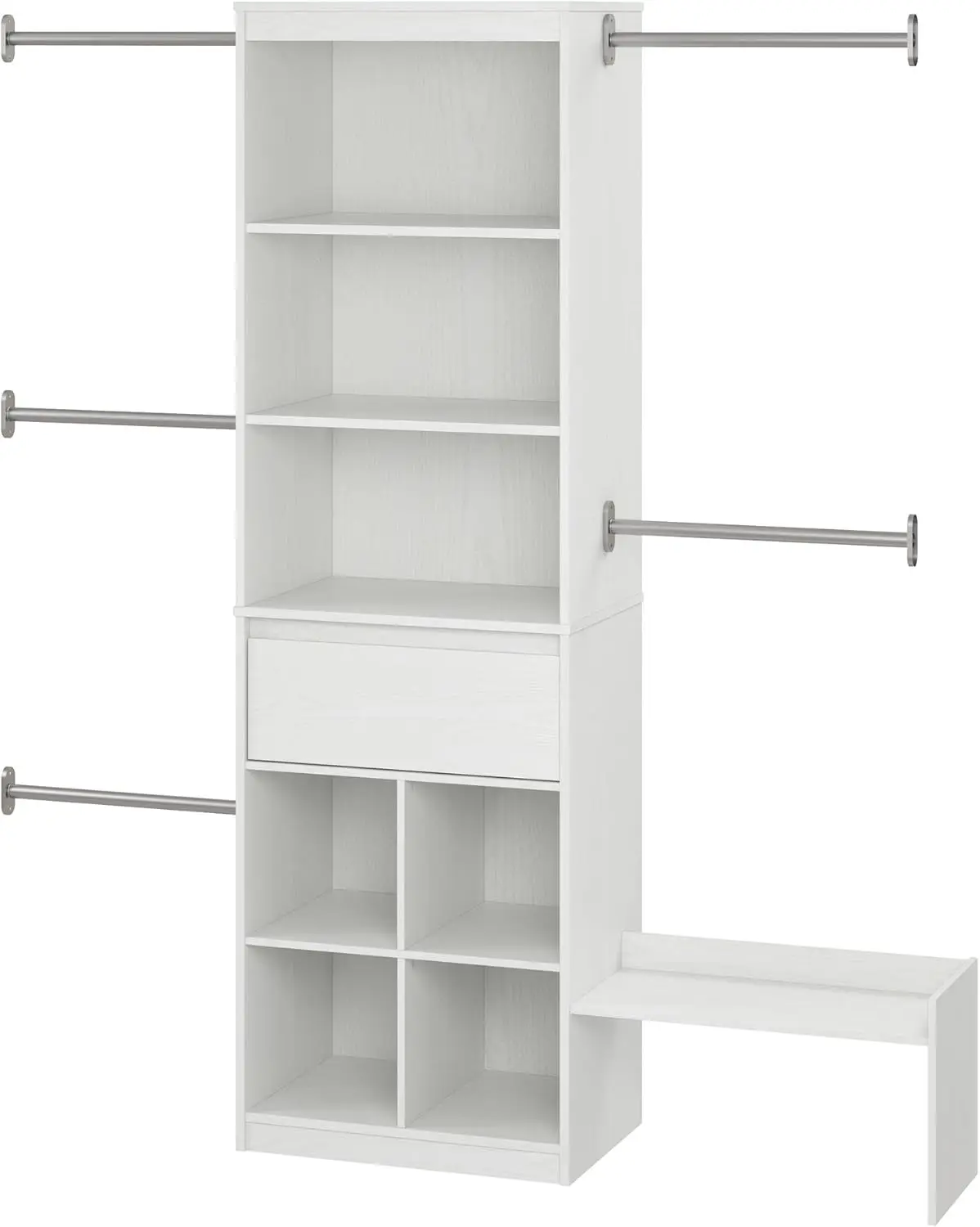 Grow with Me Adjustable Kids’ Closet Organizer System, 15.69" D x 95.44" W x 76.62" H, White