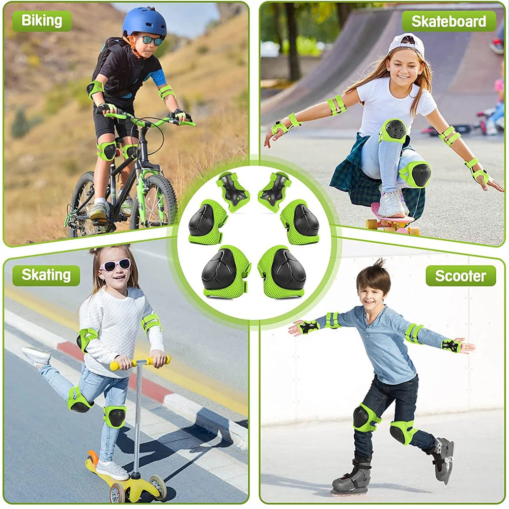 Rodilleras y coderas para niños, conjunto de equipo de protección para niñas y niños con muñequeras 3 en 1 para patinaje, ciclismo, Scooter