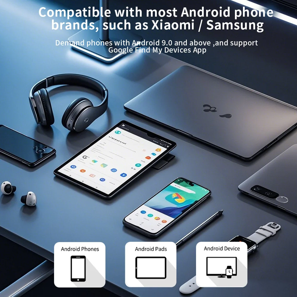 Rastreador GPS para Samsung Xiaomi Android funciona con Google Find Hub localizador Bluetooth posicionamiento Global etiqueta inteligente antipérdida