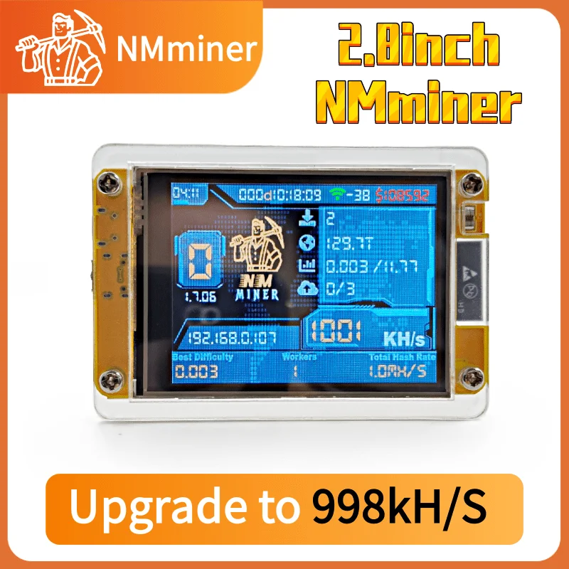 NMMiner NerdMiner V2 Hashrate Lucky Miner ESP32 2.8 polegadas Smart Display Crypto Solo Lottery 960KH/s Bitcoin ESP32-2432S028R DROOM