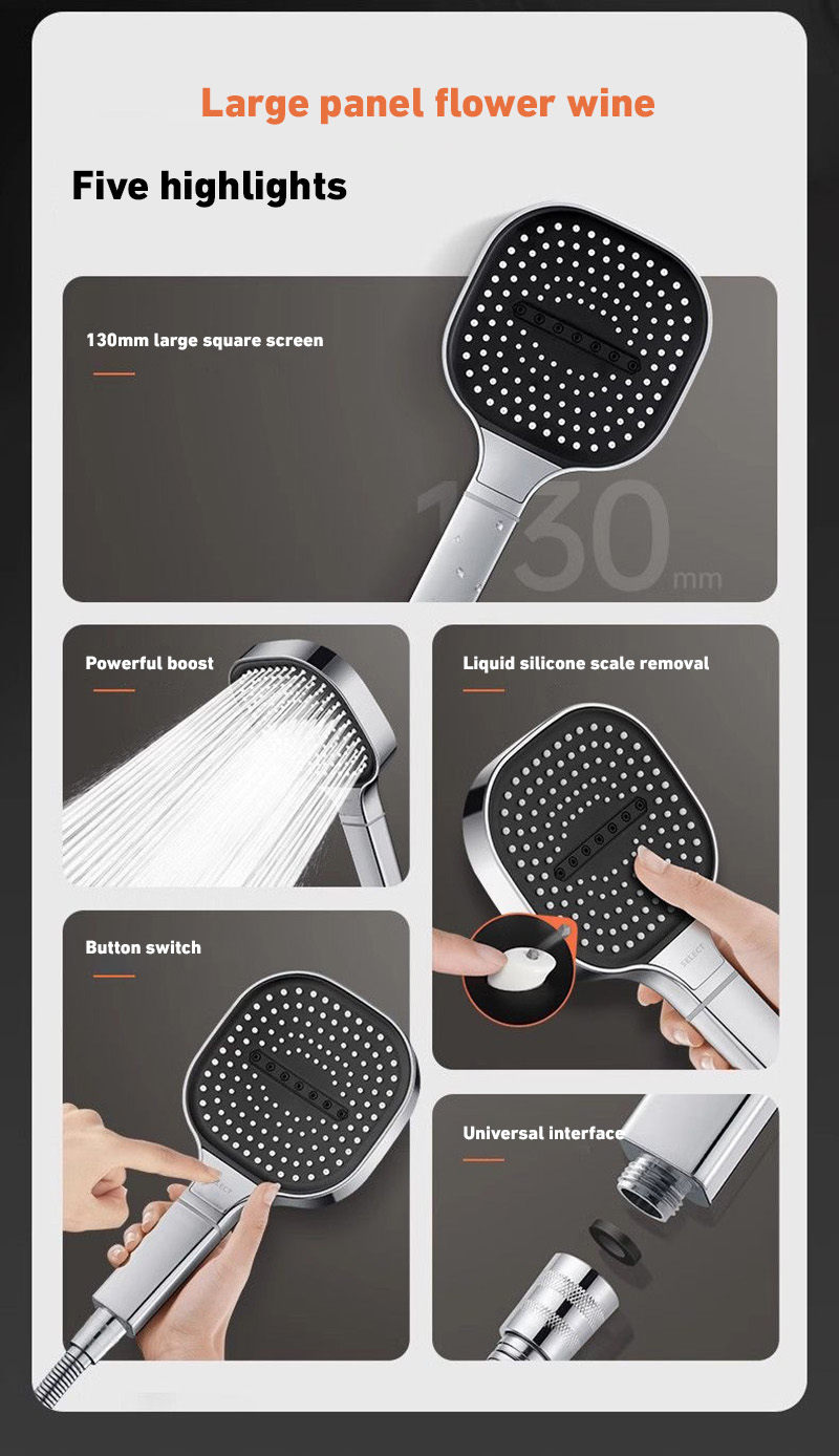 Xiaomi-Cabezal de ducha de alta presión, Panel grande de 13cm, 3 modos, cabezal de ducha de masaje ajustable, elemento de filtro, accesorios de baño, nuevo