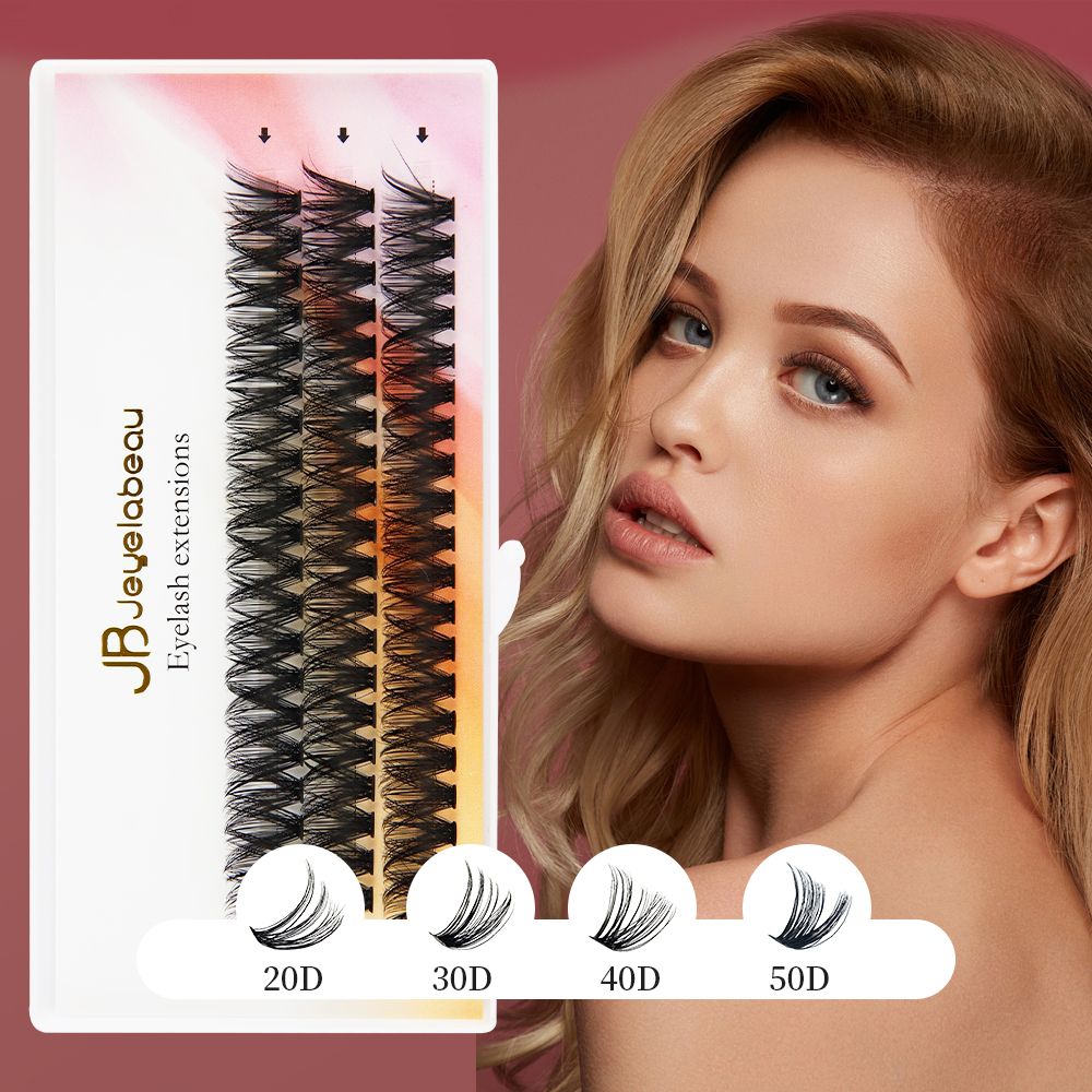 JB Jeyelabeau Russian Individual Cluster Lashes 60 Bundles DIY 8-16mm Eyelash Extension Volume Lash Clusters Natural Mink