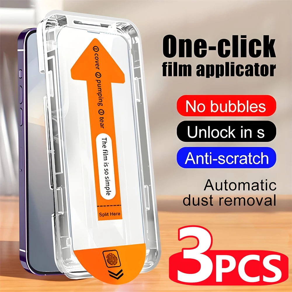 NNBILI 3 Stück oleophobe Beschichtung staubfrei einfache Installation Displayschutzfolie für iPhone 14 11 13 12 15 16 17 Pro Max 17Air Glas