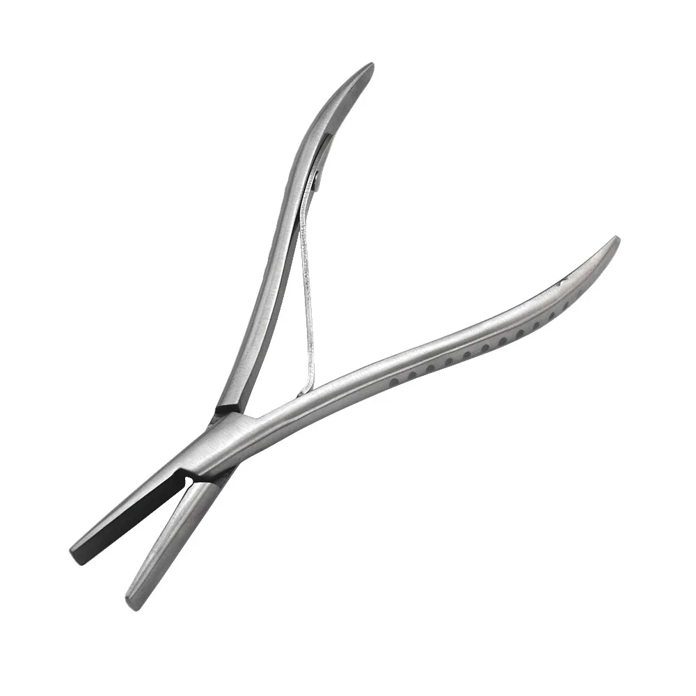 1 pc 7 polegada dentes planos prata braçadeira de aço inoxidável alicate extensão do cabelo com sulcos suaves ferramentas extensões cabelo queratina