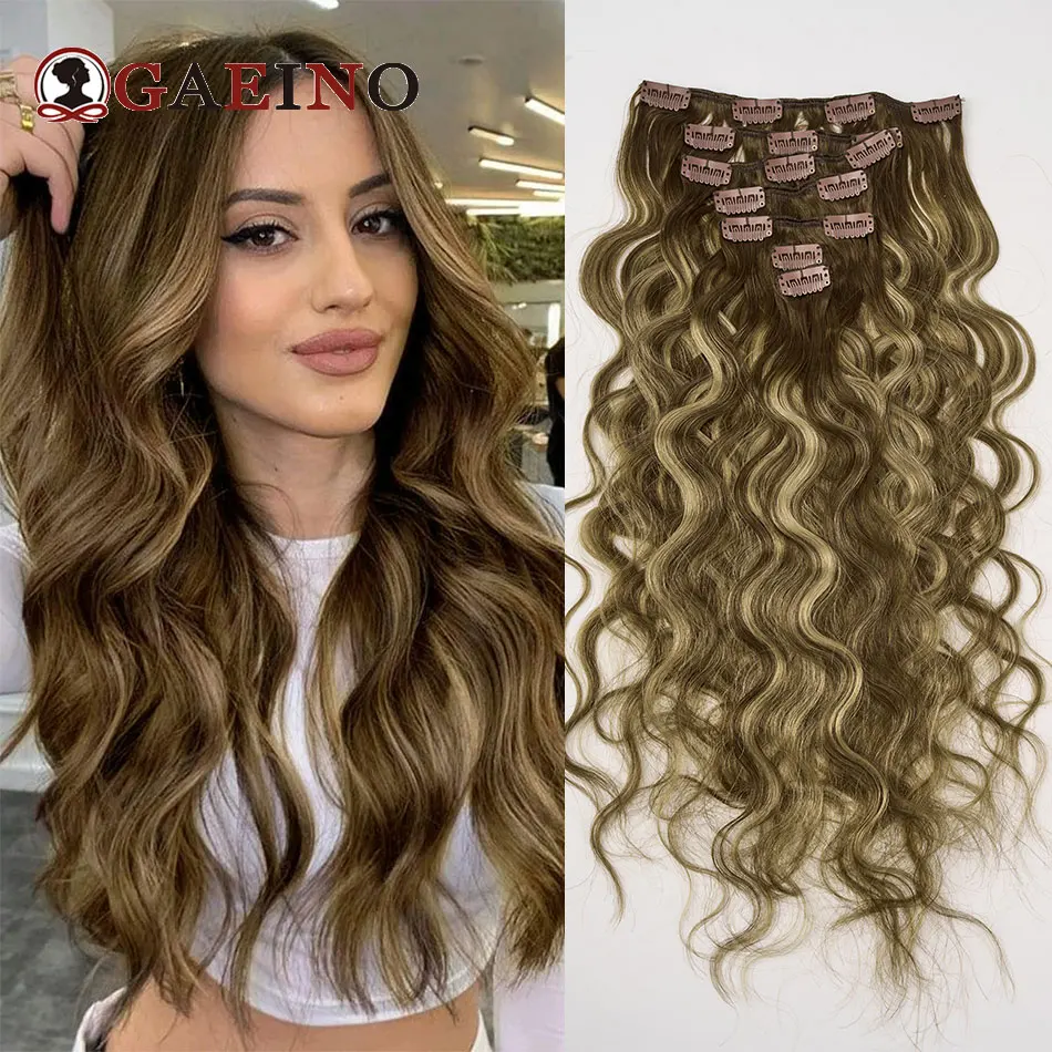12a clipe de onda natural em extensões de cabelo humano 100% remy grampo de cabelo humano em 120g 7 pçs/set cabeça cheia para mulher 14-24 Polegada
