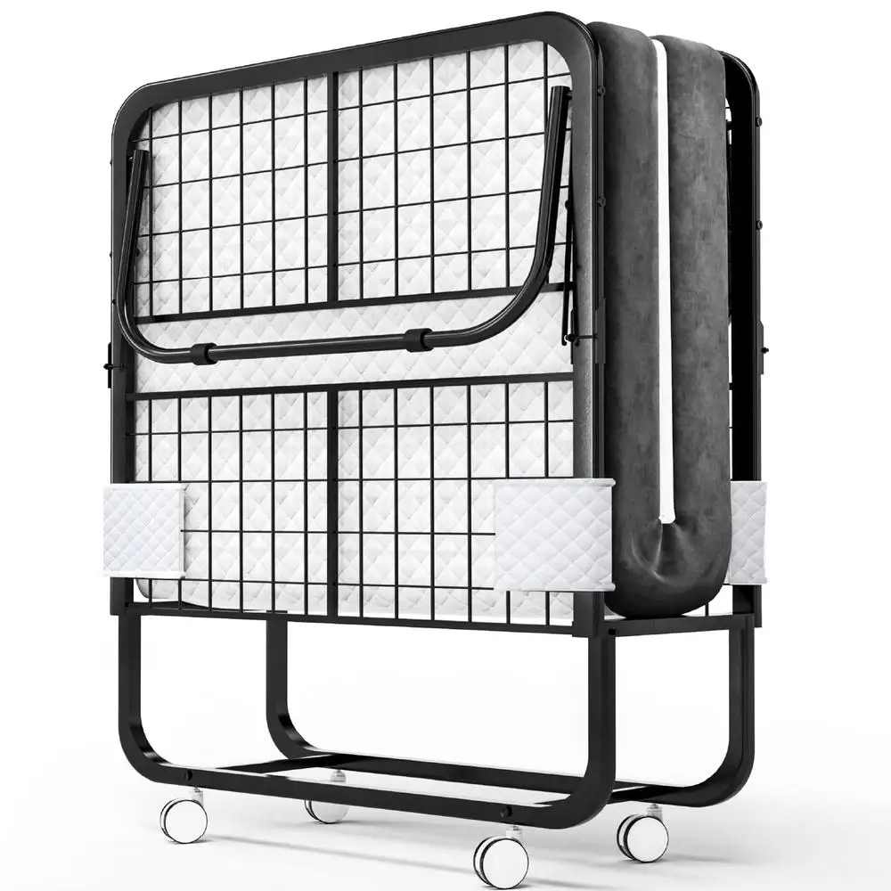 Foldable Guest Bed with 5 Inch Memory Foam Mattress Portable Rollaway Frame Durable Metal Construction Space Saving Design