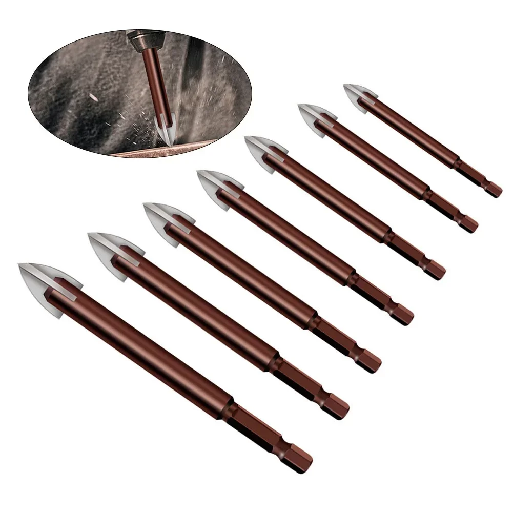 1pc Cross Hex Tile Bits For Glass Ceramic Concrete Hole Opener Alloy Triangle Drill 3/4/5/6/8/10/12mm Drill Bits Glass Bits