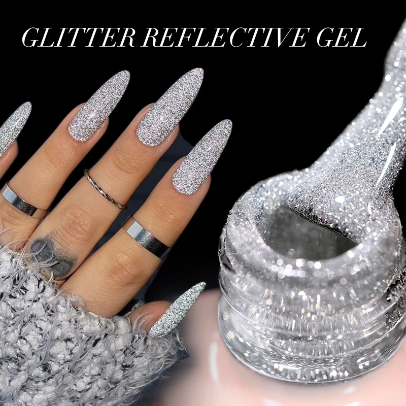 UR SUGAR 15ml Sliver สะท้อนแสงเล็บเจล Shining Glitter กึ่งถาวร Soak Off UV GEL Sparkle Effect เล็บเล็บ