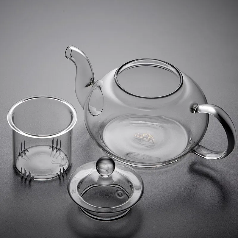 Tetera de cristal resistente al calor de 400ml/1000ml, hervidor de flores, juego de té de Kung Fu, colador de té, infusor, Puer Oolong, tetera de cebada
