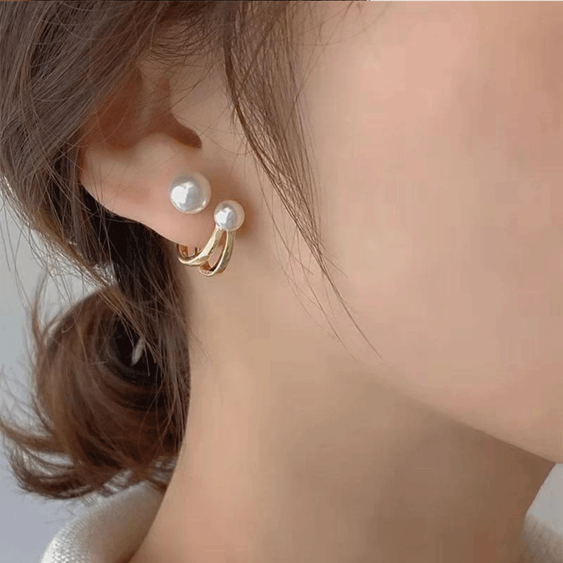 Nuevos pendientes simples de perlas circulares de temperamento, pendientes pequeños y versátiles a la moda, joyería para mujer