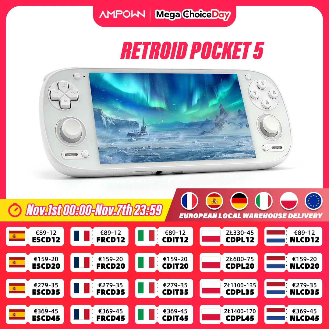 Retroid Pocket 5 Console di gioco portatile SD865 Schermo HD Oled da 5,5 pollici Bluetooth 5.1 Android 13 Lettore per videogiochi retrò 5000mAh