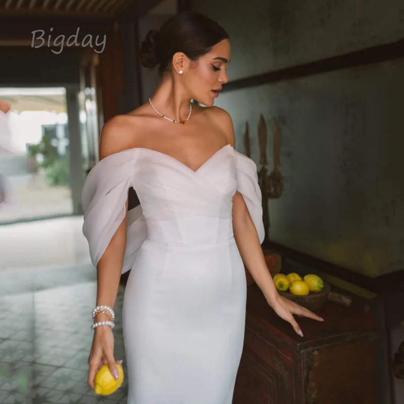 Elegante Schatz Meerjungfrau Hochzeit Kleid Frauen Weiß Weg Von Der Schulter Open Back Brautkleid Zug Vestidos De Novia Angepasst