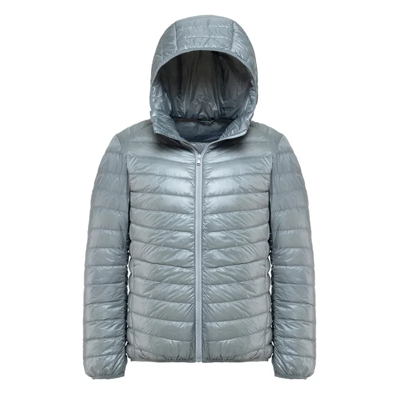 Plus Size Schinteon Mannen Witte Eend Donsjack Ultra Licht Dunne Toevallige Jas Bovenkleding Met Kap Nieuwe Aankomst Winter Herfst