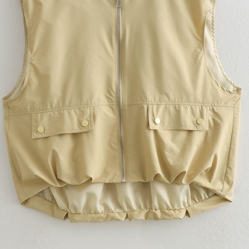 Kurze Weste für Damen, modisch, mit Reißverschluss, Weste für Damen, ärmellos, lockere Mäntel, weiblich, schick, Faltenoberteile, P Diego Diego Diego