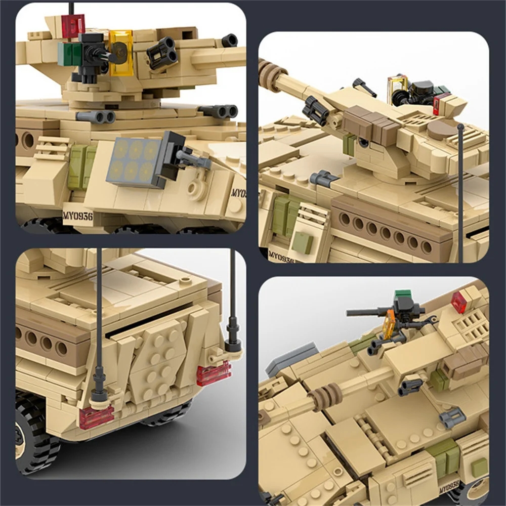 第二次世界大戦 WW2 陸軍軍事兵士 SAWT M1128 モバイルガンシステムモデル ​ 積み木 レンガ 子供のおもちゃ