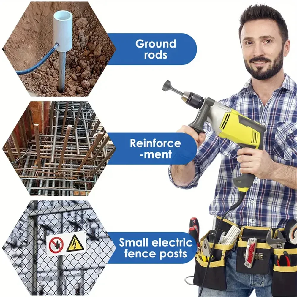1 conjunto de driver de haste de aterramento, 85mm, aço resistente, resistente ao desgaste, ampla compatibilidade, soquete de brocas de haste de aterramento para rotar