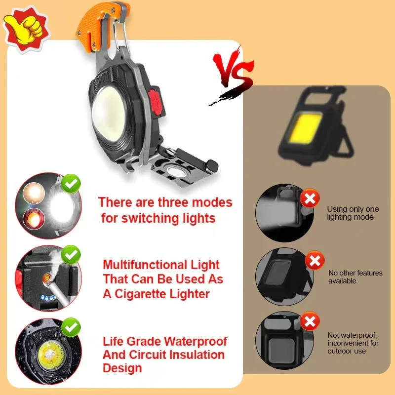 New Mini Multifunctional Portable Small Handlight Work Light High Power Strong Lights Portable Car Camping Keychain