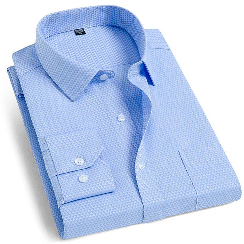 Camisa de algodón para hombre, sin hierro, negocios, color sólido, sarga informal, moda, manga larga, oficina social, ropa formal de negocios de alta calidad